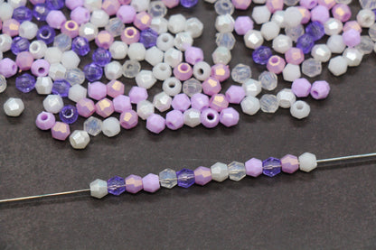 4mm Purple Pastel Mix Faceted Beads, Acrylic Plastic Beads for Jewelry Making #3411