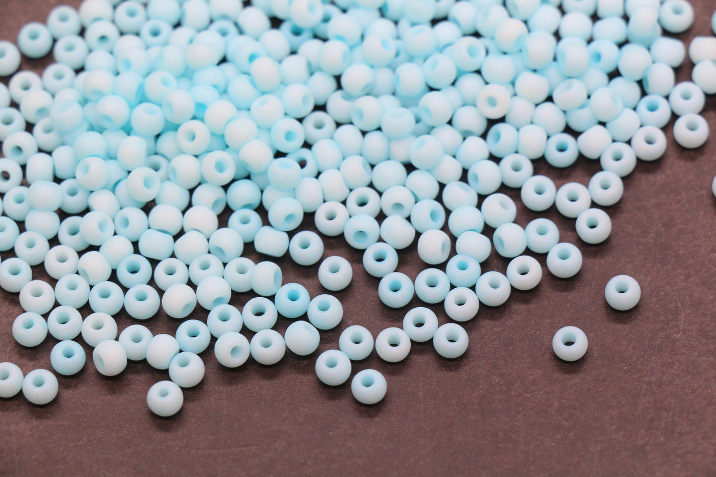 4mm Matte Light Blue Glass Beads, Frosted Round Seed Beads for Jewelry Making #2907