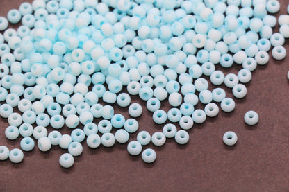 4mm Matte Light Blue Glass Beads, Frosted Round Seed Beads for Jewelry Making #2907