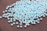 4mm Matte Light Blue Glass Beads, Frosted Round Seed Beads for Jewelry Making #2907