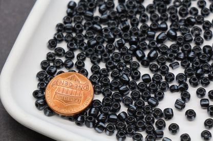 4mm Black Stripe Glass Beads, Glass Spacer Beads for Jewelry Making #3732