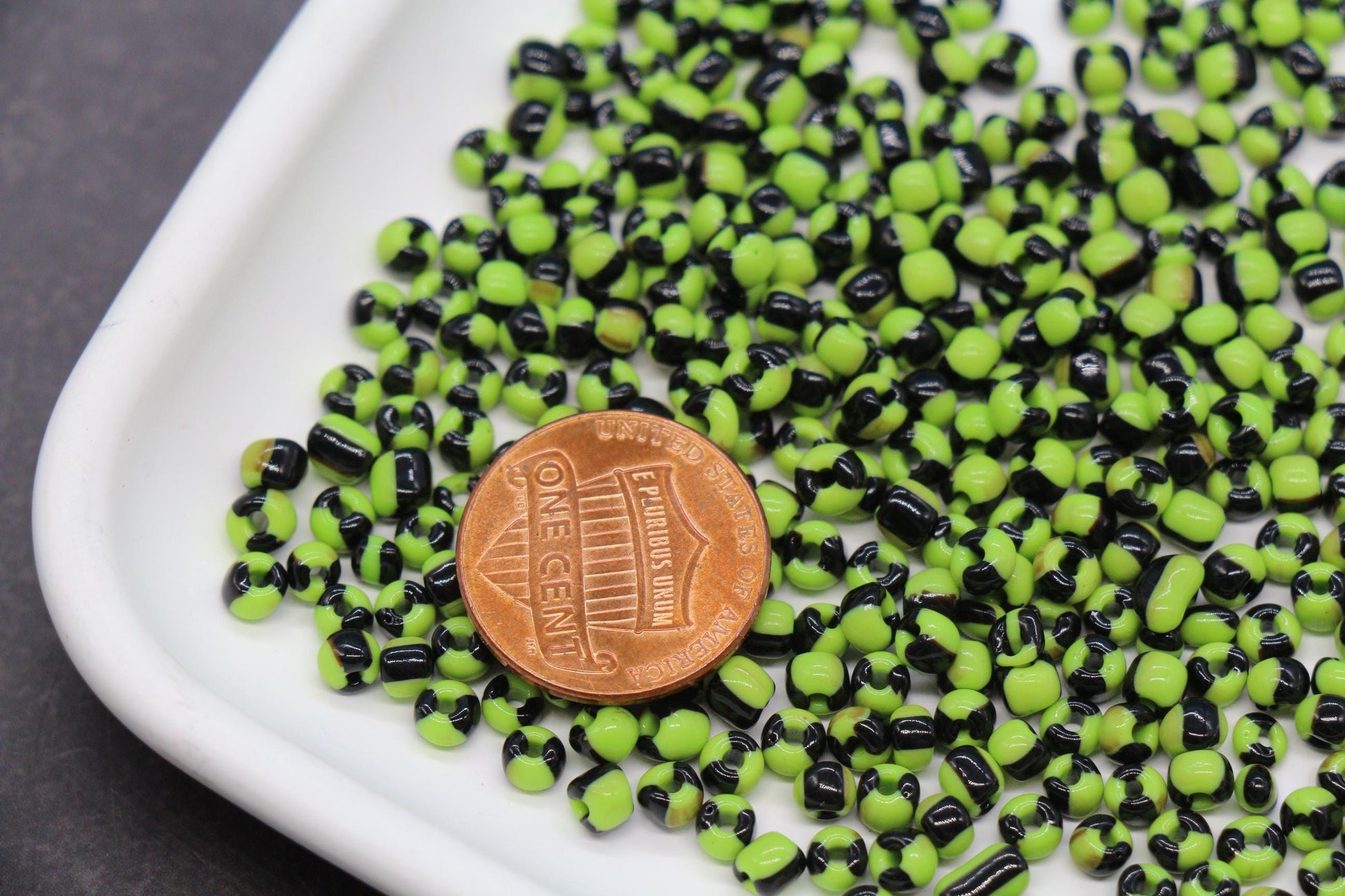 4mm Green & Black Stripe Glass Beads, Glass Spacer Beads for Jewelry Making #3733