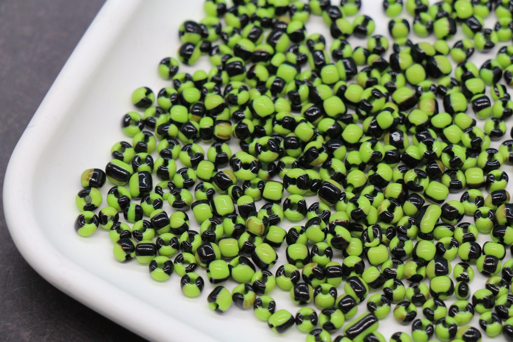 4mm Green & Black Stripe Glass Beads, Glass Spacer Beads for Jewelry Making #3733