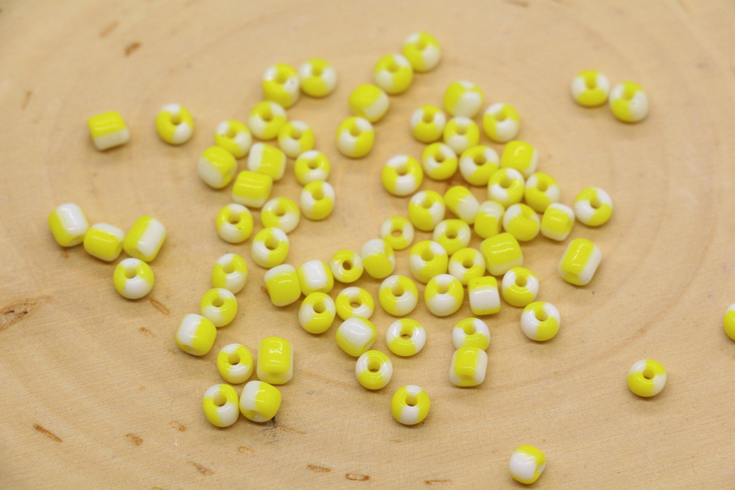 4mm Yellow & Orange Stripe Glass Beads, Glass Spacer Beads for Jewelry Making #3736