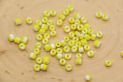 4mm Yellow & Orange Stripe Glass Beads, Glass Spacer Beads for Jewelry Making #3736