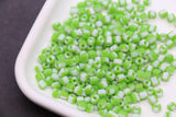 4mm Green & White Stripe Glass Beads, Glass Spacer Beads for Jewelry Making #3737