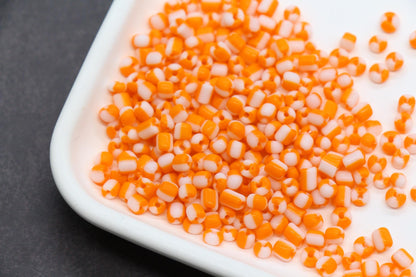 4mm Bright Orange & White Stripe Glass Beads, Glass Spacer Beads for Jewelry Making #3740