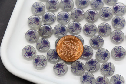 Glow in the Dark Astronaut Beads, Space Theme Round Beads #2374