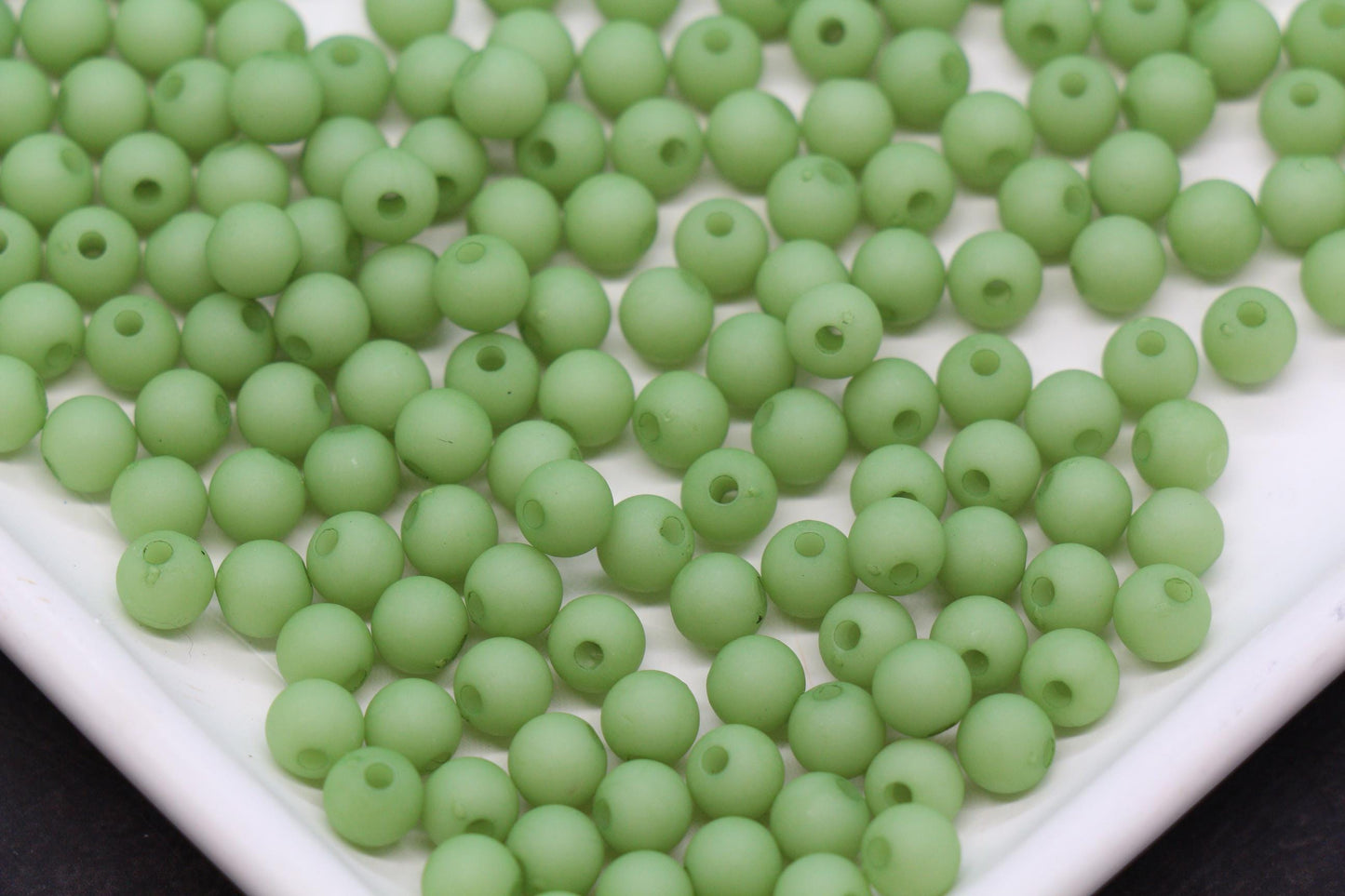 6mm Matte Green Beads, Soft Pastel Green Spacer Beads for Jewelry Making #2969