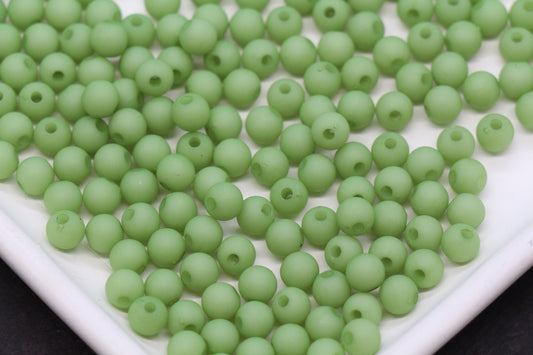 6mm Matte Green Beads, Soft Pastel Green Spacer Beads for Jewelry Making #2969
