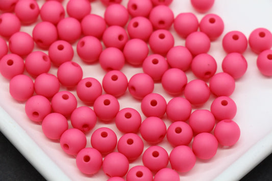 8mm Matte Pink Beads, Round Bubblegum Pink Spacer Beads for Jewelry Making #604