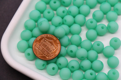 8mm Matte Mint Green Beads, Round Bubblegum Spacer Beads for Jewelry Making #606