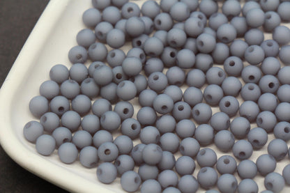 6mm Matte Gray Beads, Neutral Gray Spacer Beads for Jewelry Making #607