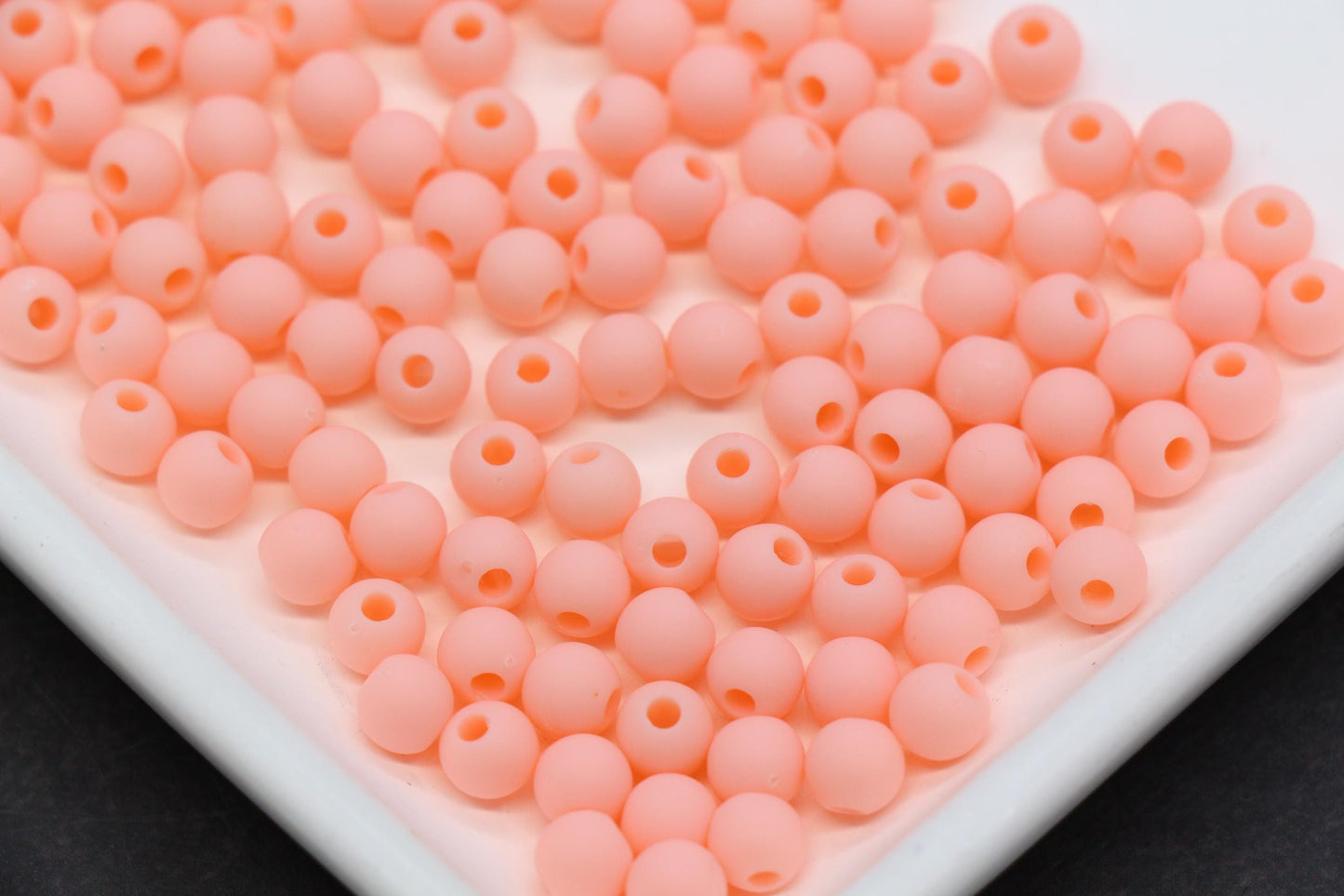 6mm Matte Peach Beads, Peach Spacer Beads for Jewelry Making #609