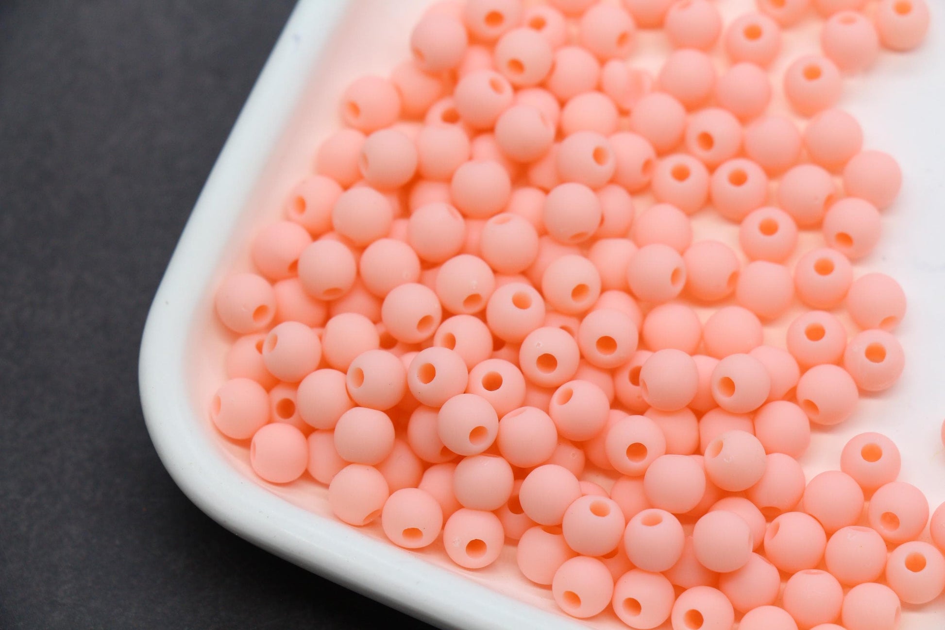 6mm Matte Peach Beads, Peach Spacer Beads for Jewelry Making #609