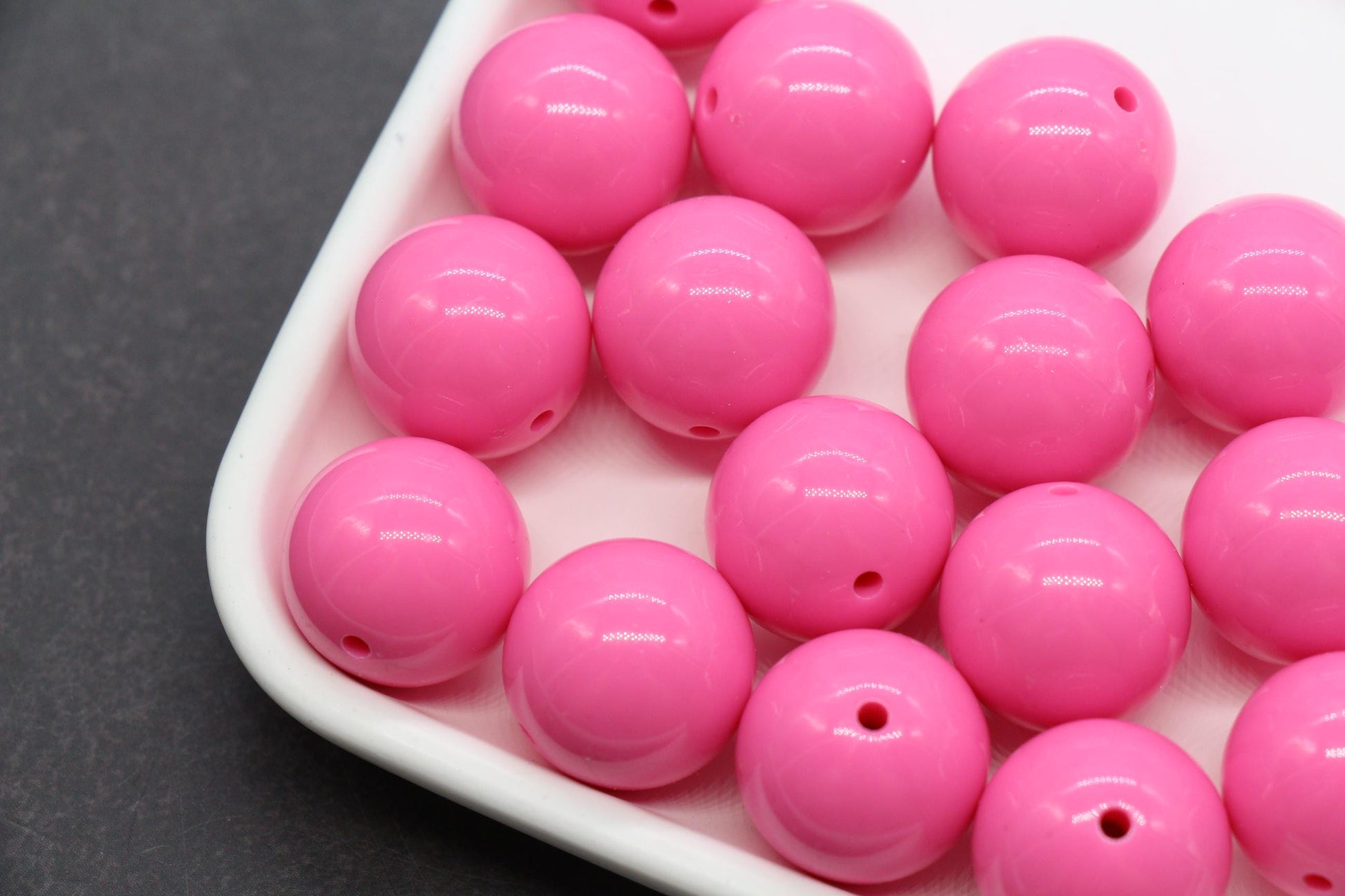 20mm Pink Plastic Gumball Beads, Large Chunky Round Beads, Bubblegum Beads for Jewelry Making