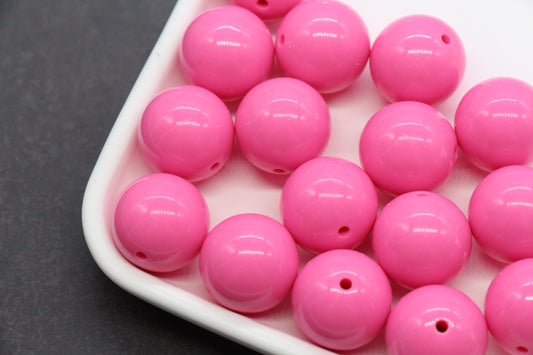 20mm Pink Plastic Gumball Beads, Large Chunky Round Beads, Bubblegum Beads for Jewelry Making