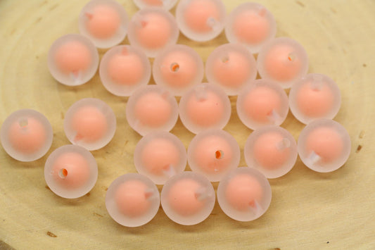 13mm Matte Peach Gumball Beads, Chunky Matte Beads for Jewelry Making