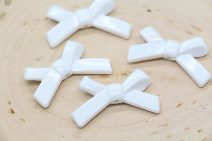 White Bow Beads, Ribbon Bow Beads Jewelry Beads #444