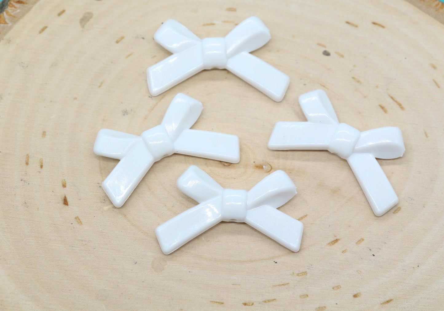 White Bow Beads, Ribbon Bow Beads Jewelry Beads #444