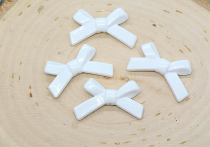 White Bow Beads, Ribbon Bow Beads Jewelry Beads #444