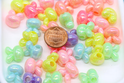 Iridescent Bunny Beads, Rabbit Shape Plastic Beads #1294