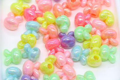 Iridescent Bunny Beads, Rabbit Shape Plastic Beads #1294