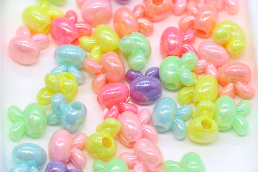 Iridescent Bunny Beads, Rabbit Shape Plastic Beads #1294