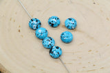 Turquoise Speckled Round Beads, Paint Splatter Plastic Beads #2032