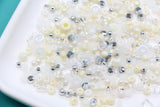 Ivory & White Glass Beads Mix, 4mm Assorted Glass Beads for DIY Jewelry #1135