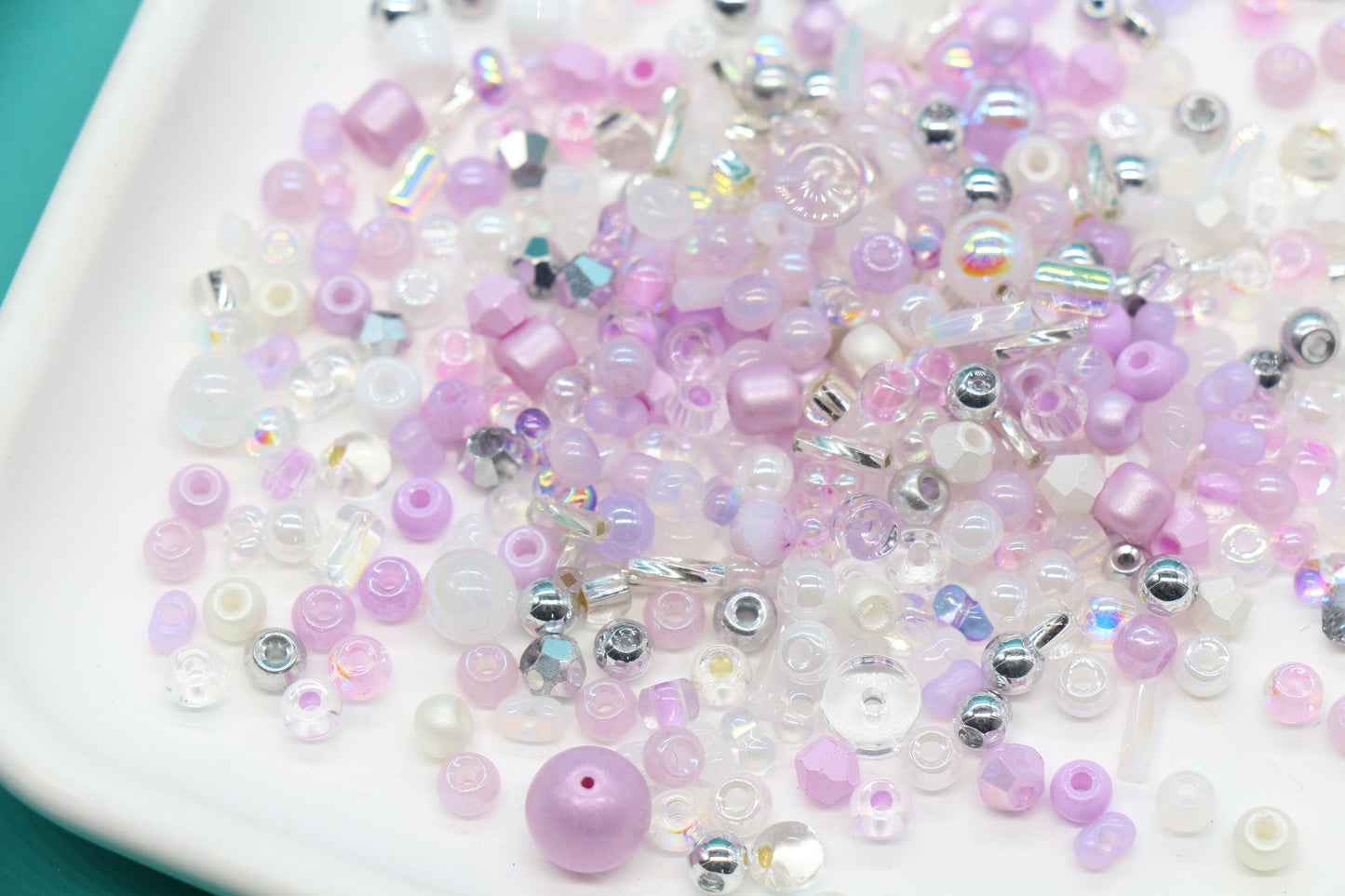 Pastel Pink & Lavender Glass Beads Mix, 4mm Assorted Glass Beads for DIY Jewelry #1136