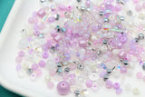 Pastel Pink & Lavender Glass Beads Mix, 4mm Assorted Glass Beads for DIY Jewelry #1136