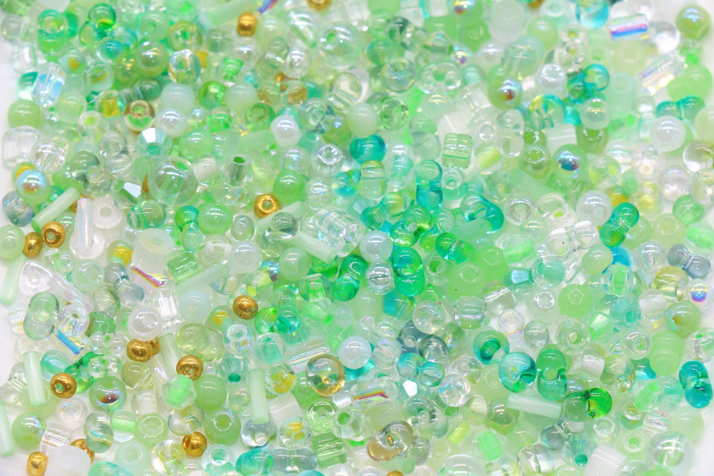 Green & Aqua Glass Beads Mix, 4mm Assorted Glass Beads for DIY Jewelry #2290