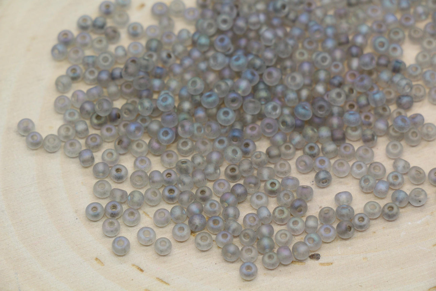 3mm Matte Iridescent Gray Glass Beads, Frosted AB Round Beads #2291