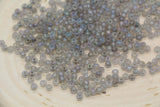 3mm Matte Iridescent Gray Glass Beads, Frosted AB Round Beads #2291