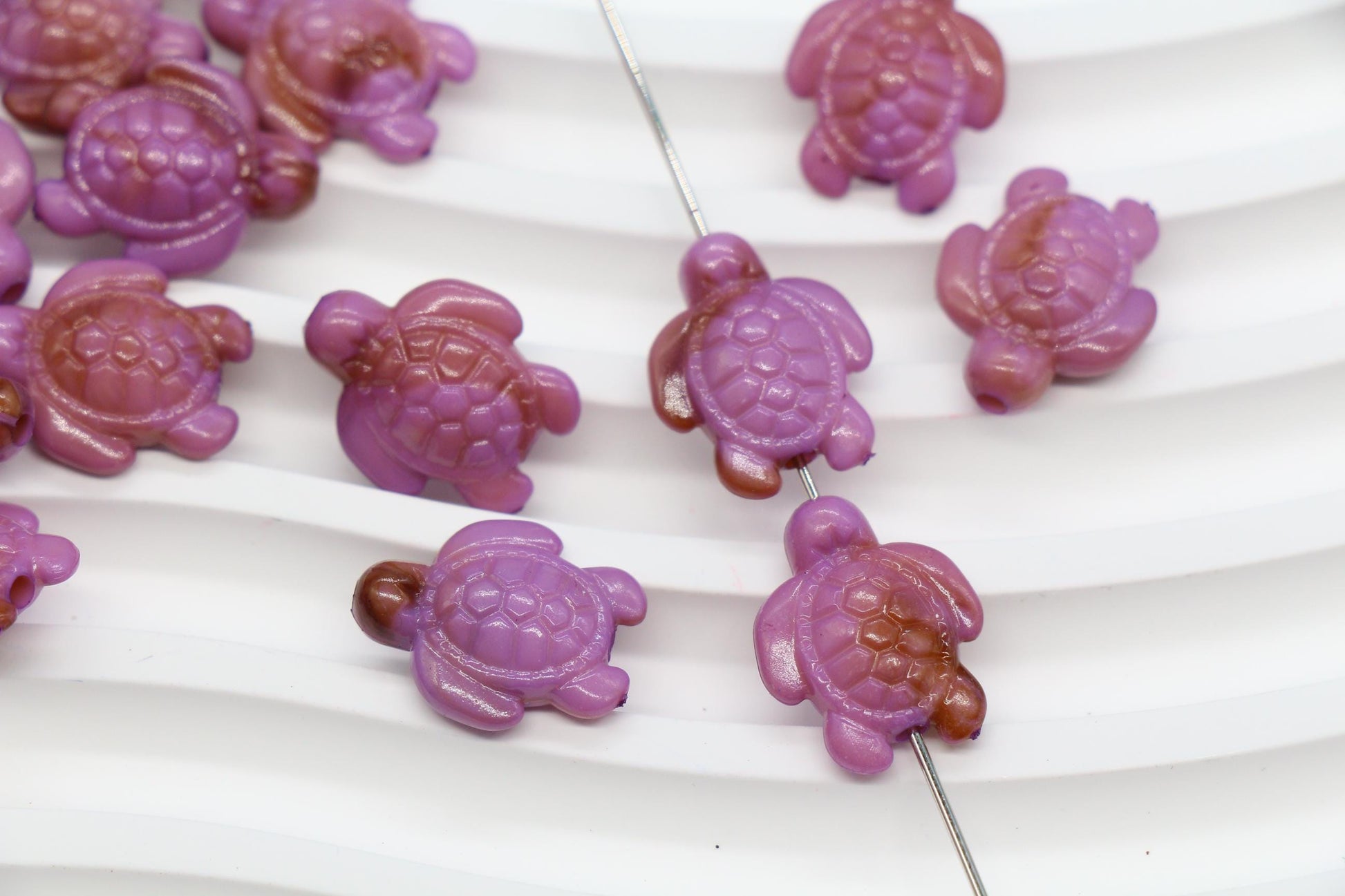 14mm Sea Turtle Beads, Marbled Acrylic Turtle Beads, Ocean Animal Beads for Jewelry Making #3916