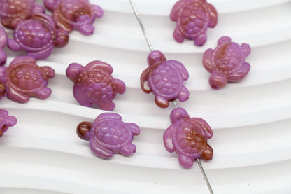 14mm Sea Turtle Beads, Marbled Acrylic Turtle Beads, Ocean Animal Beads for Jewelry Making #3916
