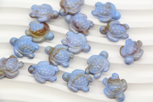 14mm Blue Sea Turtle Beads, Ocean Animal Beads for Jewelry Making #3918