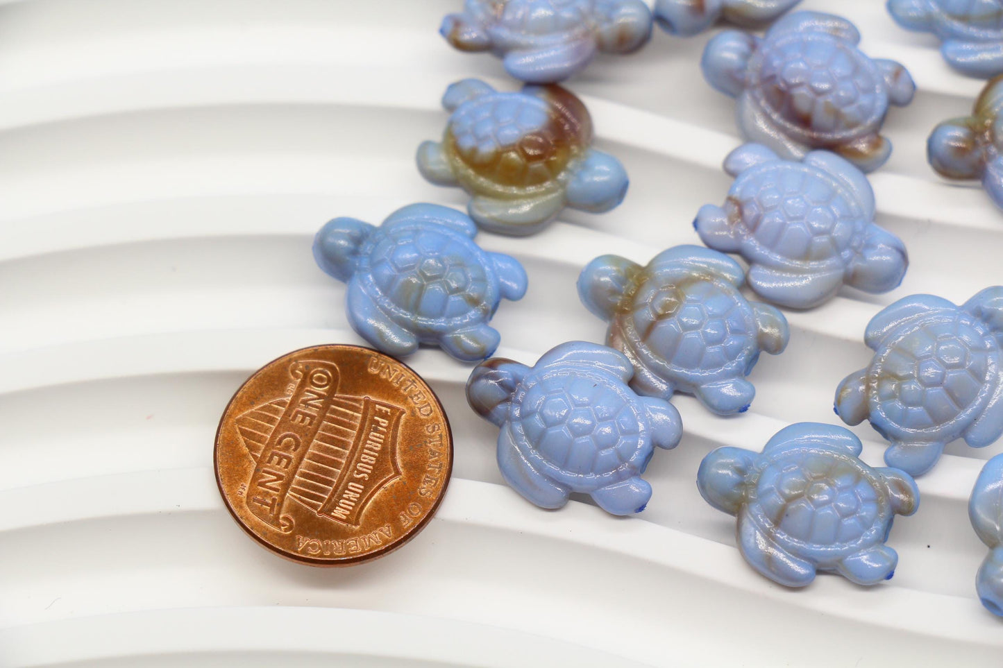 14mm Blue Sea Turtle Beads, Ocean Animal Beads for Jewelry Making #3918