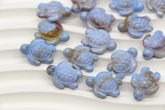 14mm Blue Sea Turtle Beads, Ocean Animal Beads for Jewelry Making #3918