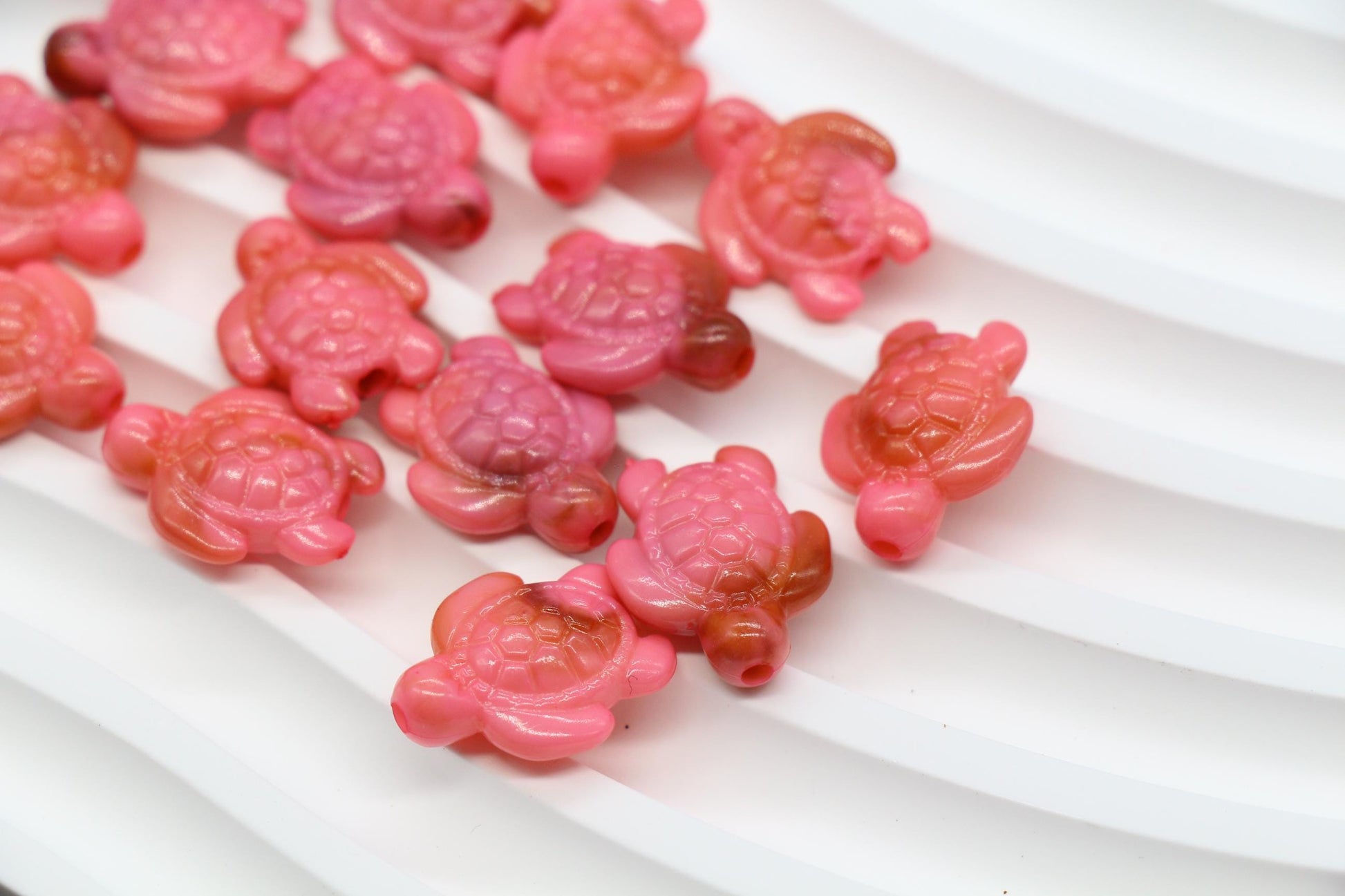 14mm Pink Sea Turtle Beads, Ocean Animal Beads for Jewelry Making #3917