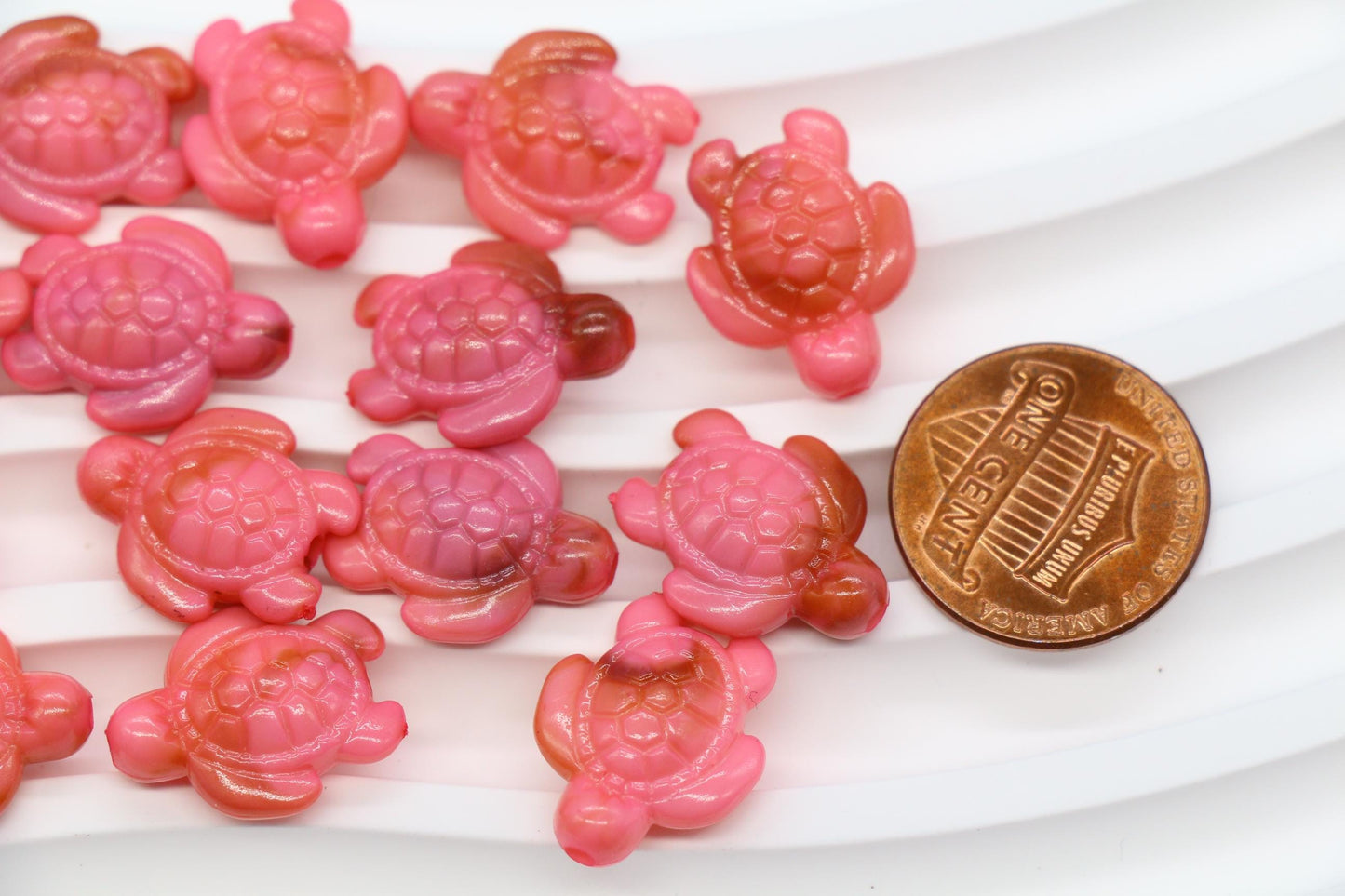 14mm Pink Sea Turtle Beads, Ocean Animal Beads for Jewelry Making #3917