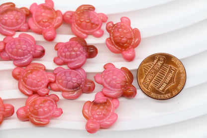 14mm Pink Sea Turtle Beads, Ocean Animal Beads for Jewelry Making #3917