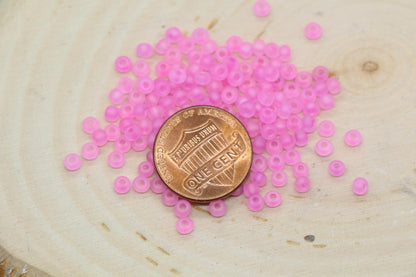 3mm Matte Iridescent Pink Glass Beads, Frosted AB Round Beads #1199