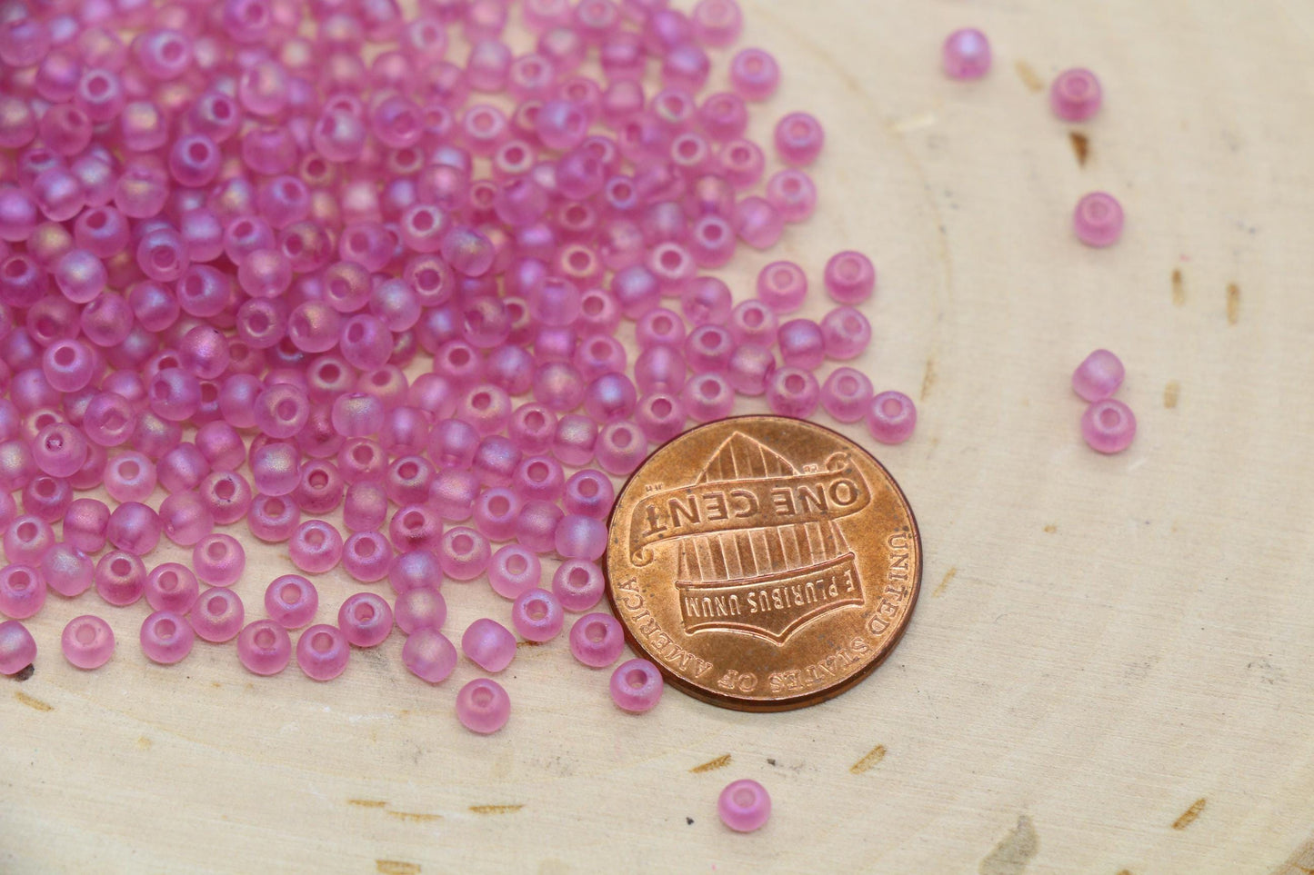 3mm Matte Iridescent Rose Pink Glass Beads, Frosted AB Round Beads #2279