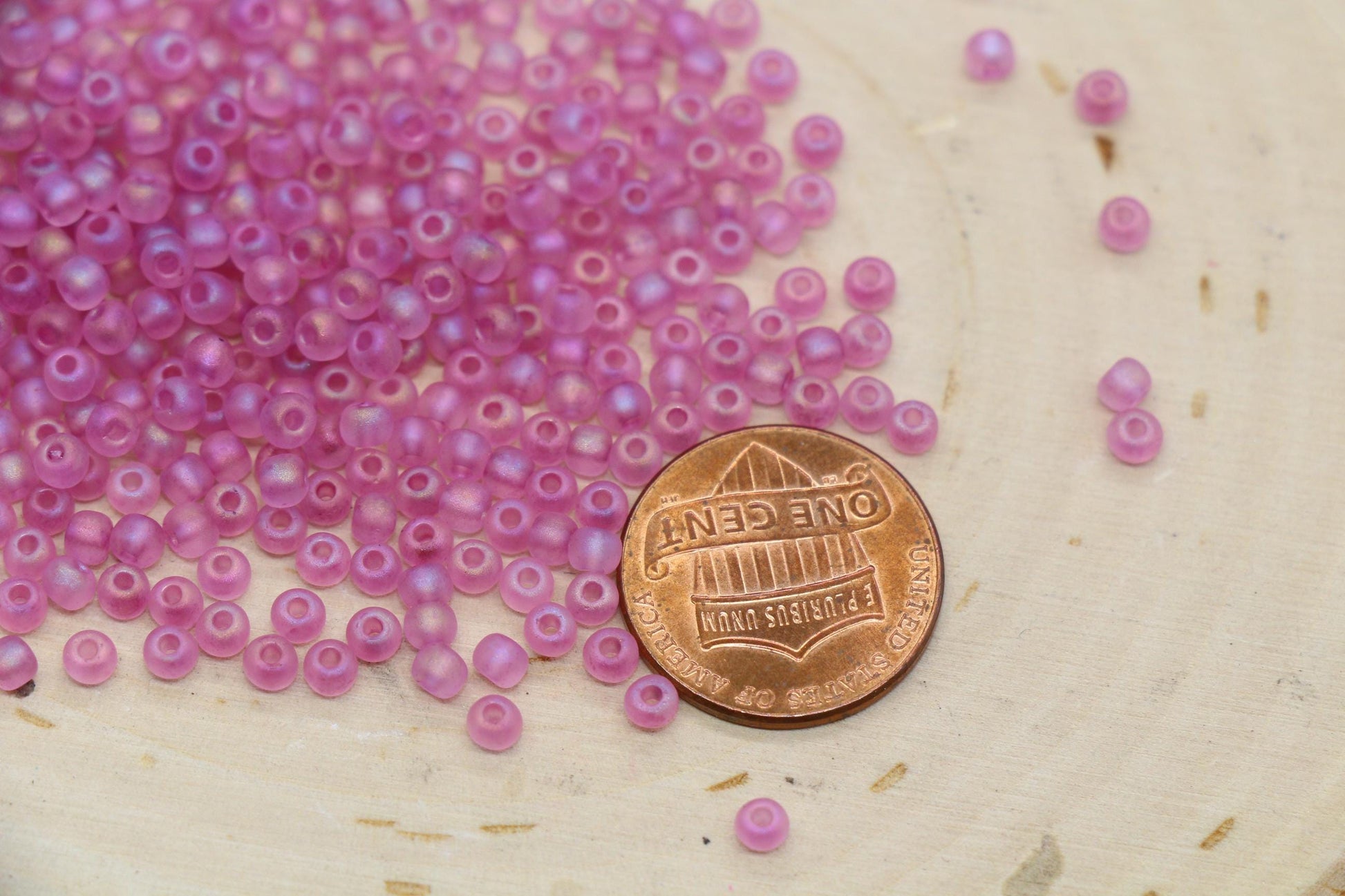3mm Matte Iridescent Rose Pink Glass Beads, Frosted AB Round Beads #2279