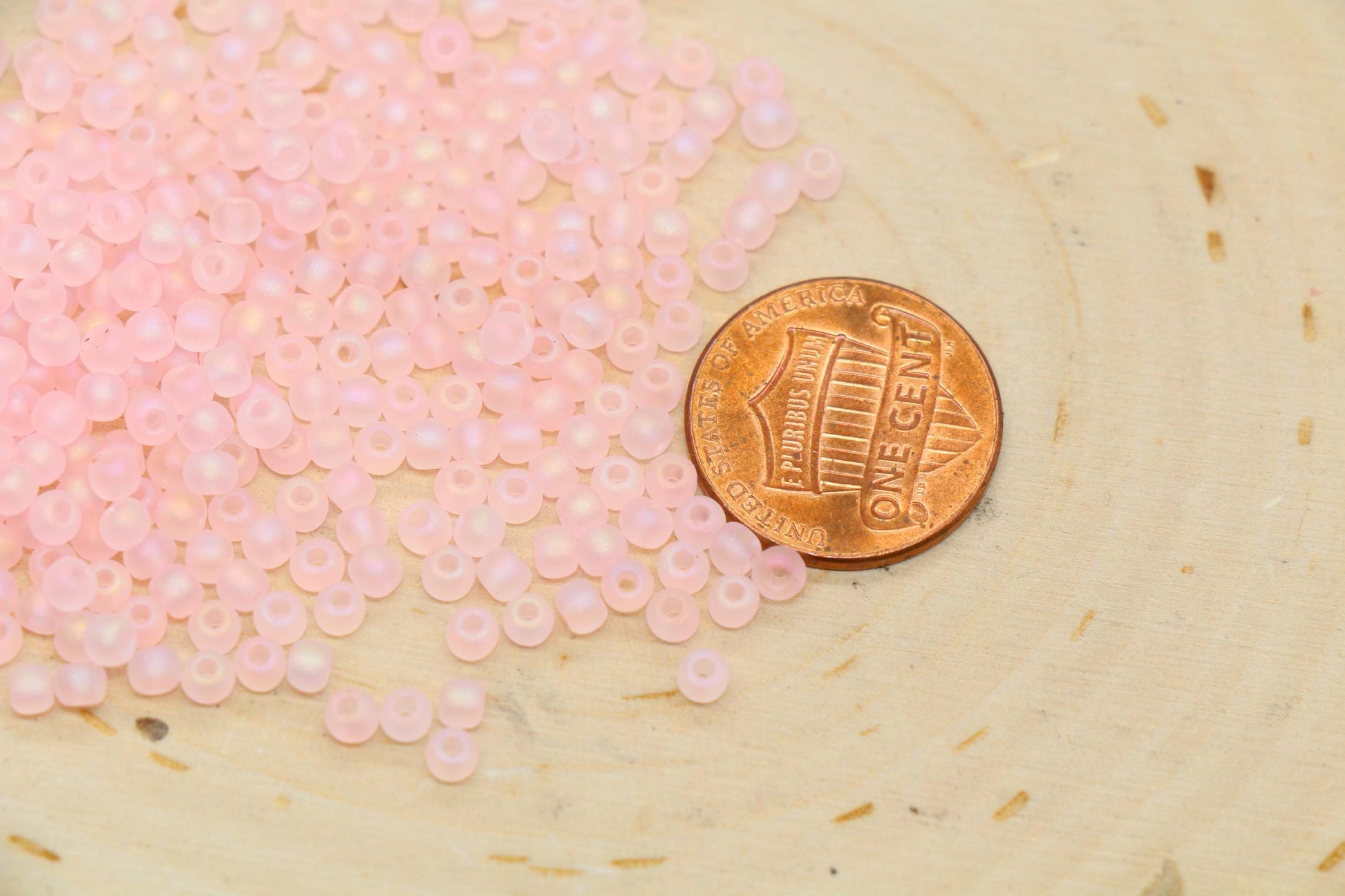 3mm Matte Iridescent Blush Pink Glass Beads, Frosted AB Round Beads #2280