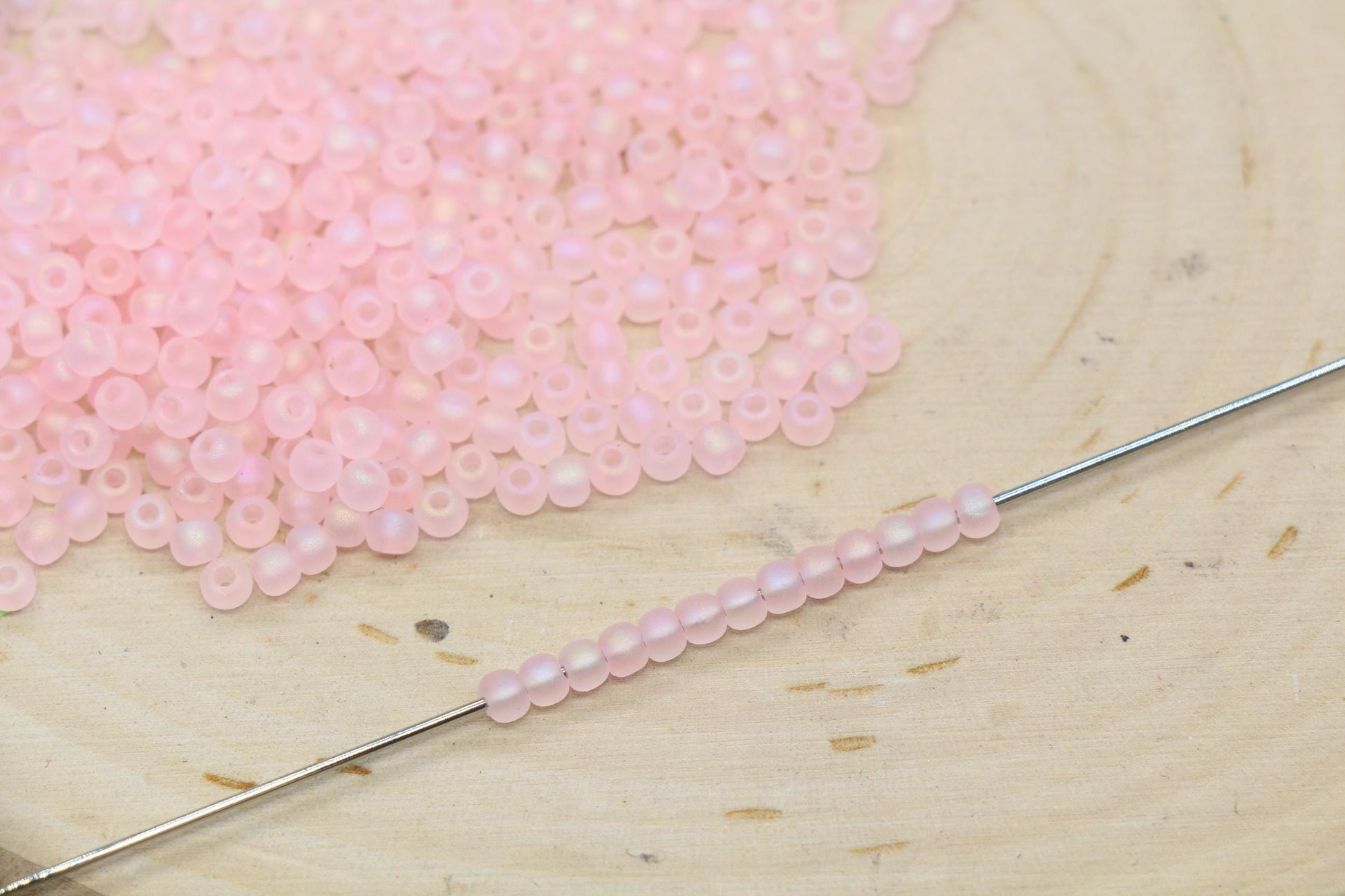 3mm Matte Iridescent Blush Pink Glass Beads, Frosted AB Round Beads #2280