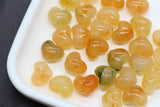 12mm Honey Amber Marbled Heart Beads, Jewelry Making Supplies #3906