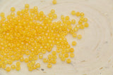 3mm Matte Iridescent Golden Orange Glass Beads, Frosted AB Round Beads #2281